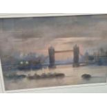 CONTEMPORARY SCHOOL THREE ENGLISH LANDSCAPE VIEWS INCLUDING TOWER BRIDGE, SIGNED INDISTINCTLY,