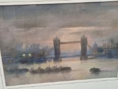 CONTEMPORARY SCHOOL THREE ENGLISH LANDSCAPE VIEWS INCLUDING TOWER BRIDGE, SIGNED INDISTINCTLY,