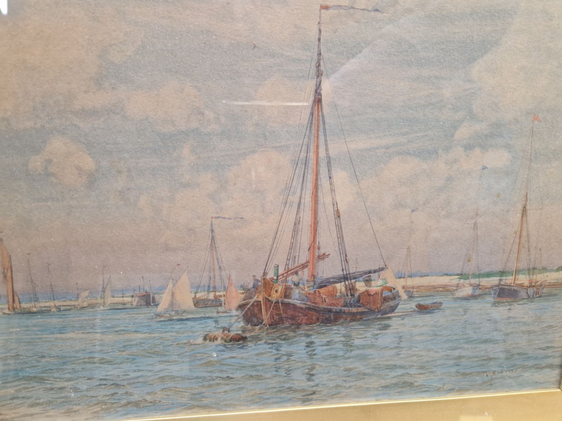R. B. FREER 19th/20th CENTURY ENGLISH SCHOOL TWO RIVER VIEWS, SIGNED, WATERCOLOURS. 32 x 47cms (2) - Image 5 of 13