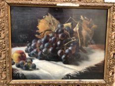 19th CENTURY SCHOOL A STILL LIFE OF GRAPES, OIL ON CANVAS