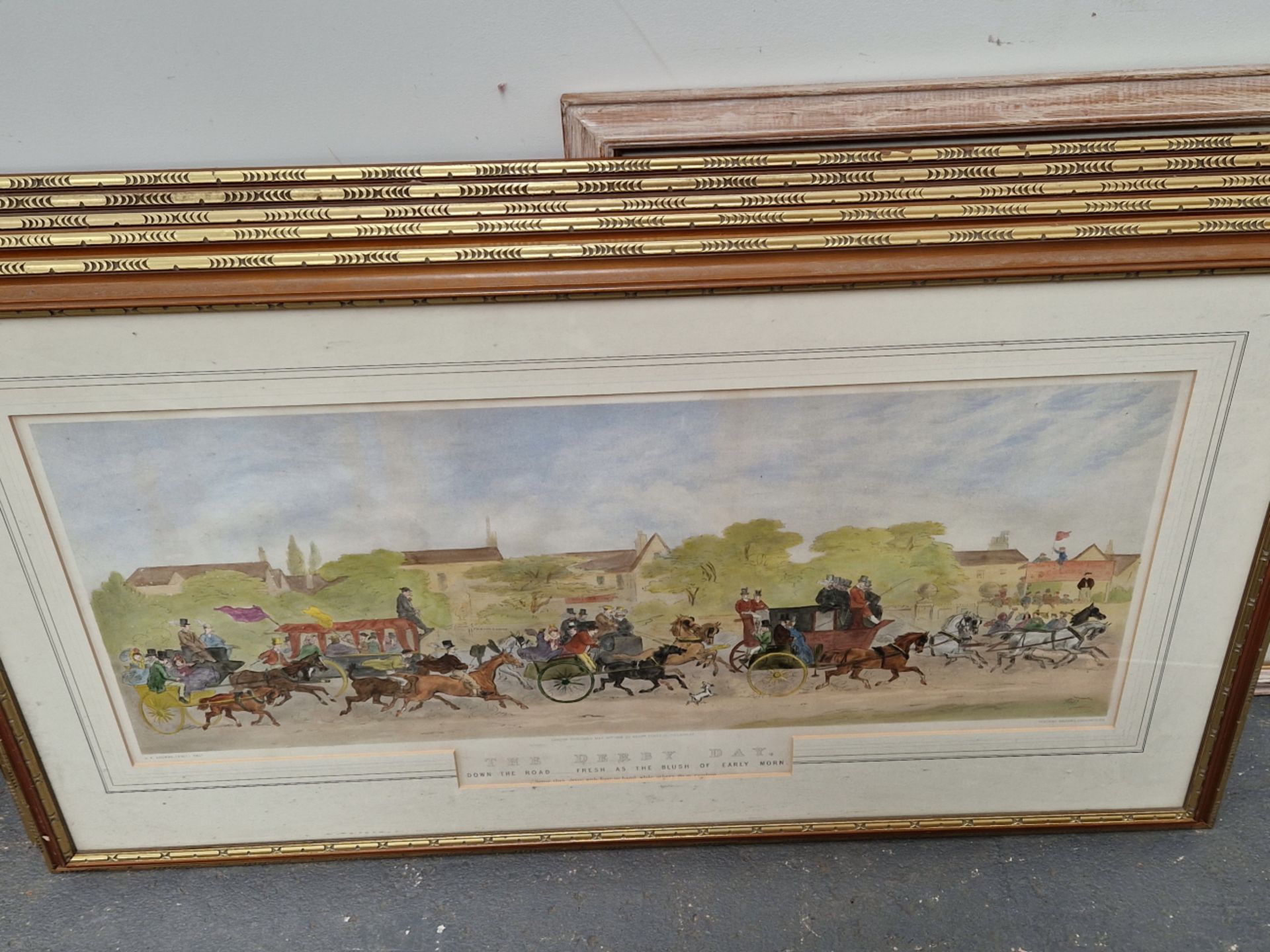 AFTER H. K. BROWNE (PHIZ) EIGHT COMIC DERBY VIEWS, UNIFORM GILT DECORATED WALNUT FRAMES. OVERALL - Image 6 of 9