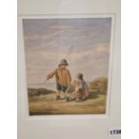 ATTRIBUTED TO J.S. COTTMAN (19th CENTURY ENGLISH SCHOOL) GOING FISHING, SIGNED, WATERCOLOUR. 21 x