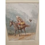 SIR ROBERT FRANKLAND-RUSSELL ( 1784-1849), A WINDSWEPT HORSEMAN GOING TO MARKET, WATERCOLOUR,