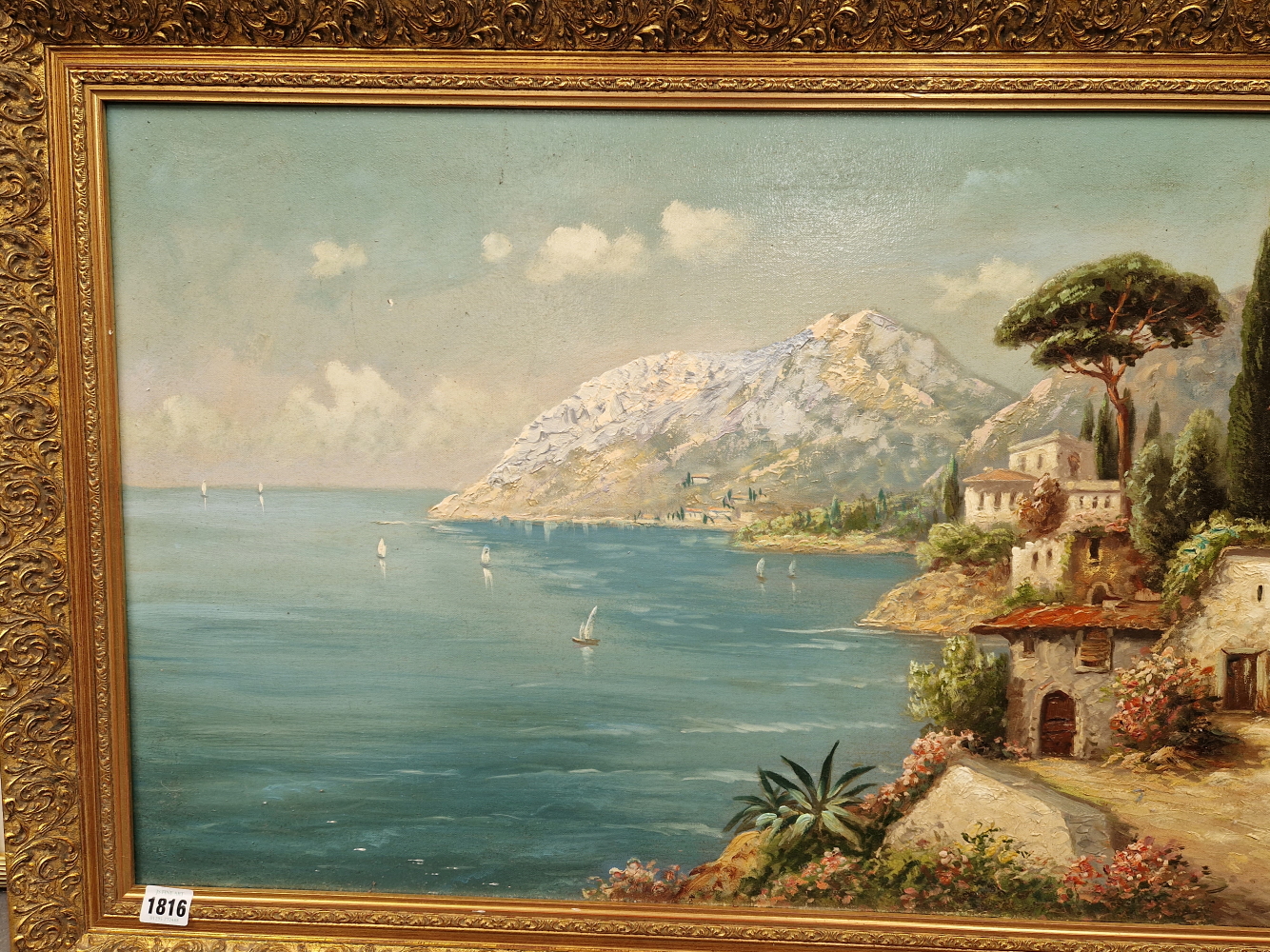 20th CENTURY CONTINENTAL SCHOOL A COASTAL VIEW, SIGNED INDISTINCTLY, OIL ON CANVAS. 50 x 100cms - Image 2 of 10