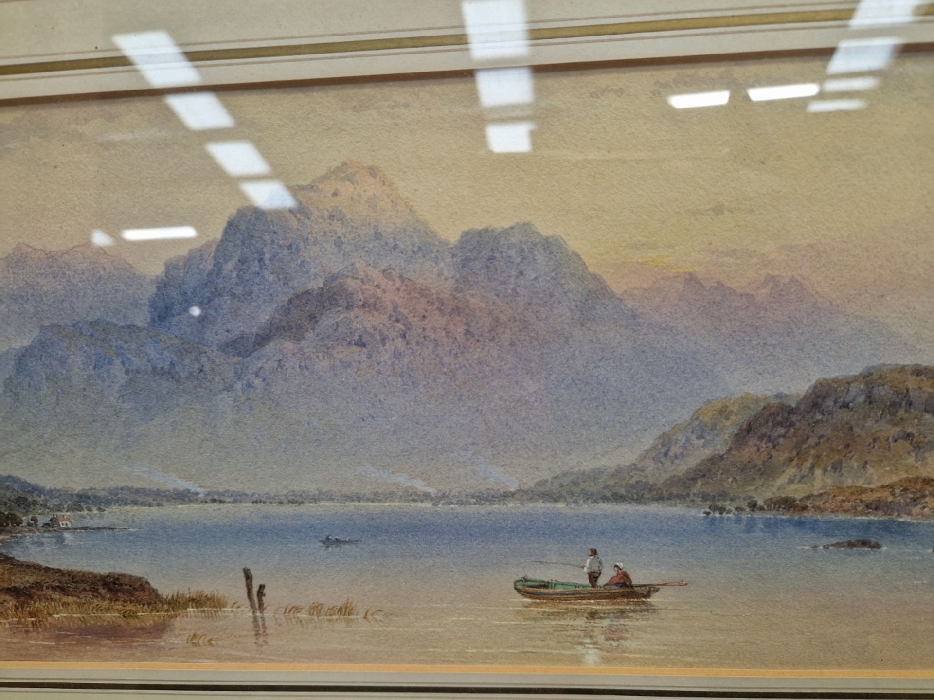 TWO 19th/20th CENTURY ENGLISH SCHOOL PAINTINGS A CITY VIEW AND A LAKE LANDSCAPE, BOTH SIGNED OR - Image 7 of 8