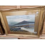 ALFRED GRAHAME A PAIR OF HIGHLAND VIEWS, SIGNED, WATERCOLOURS. 26 x 38cms TOGETHER WITH THREE