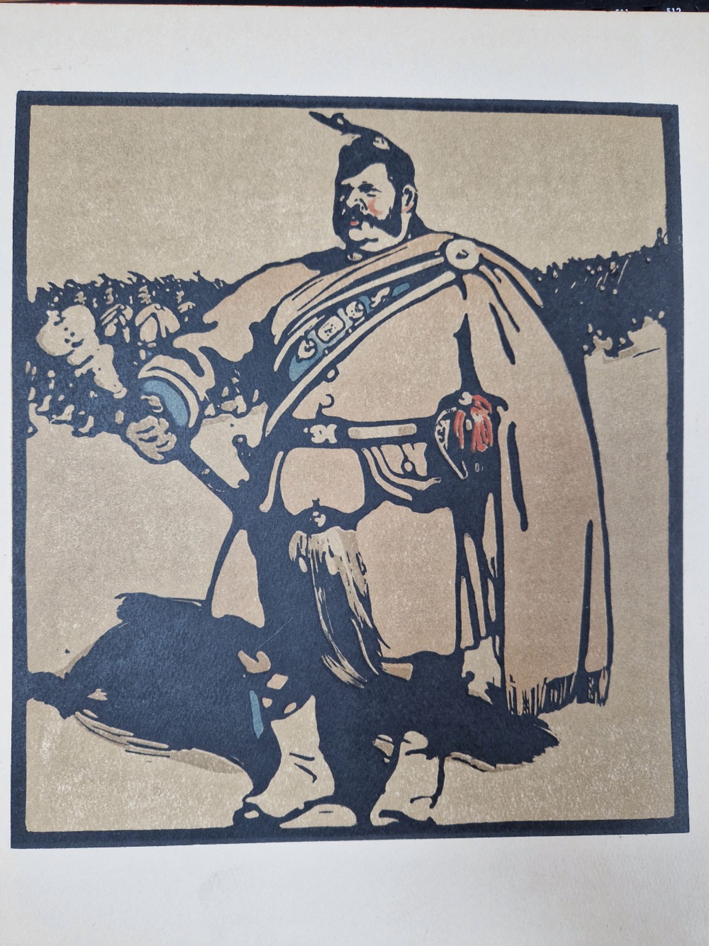 WILLIAM NICHOLSON. "THE DRUM MAJOR" COLOUR PRINT 25 X 22.5 cm