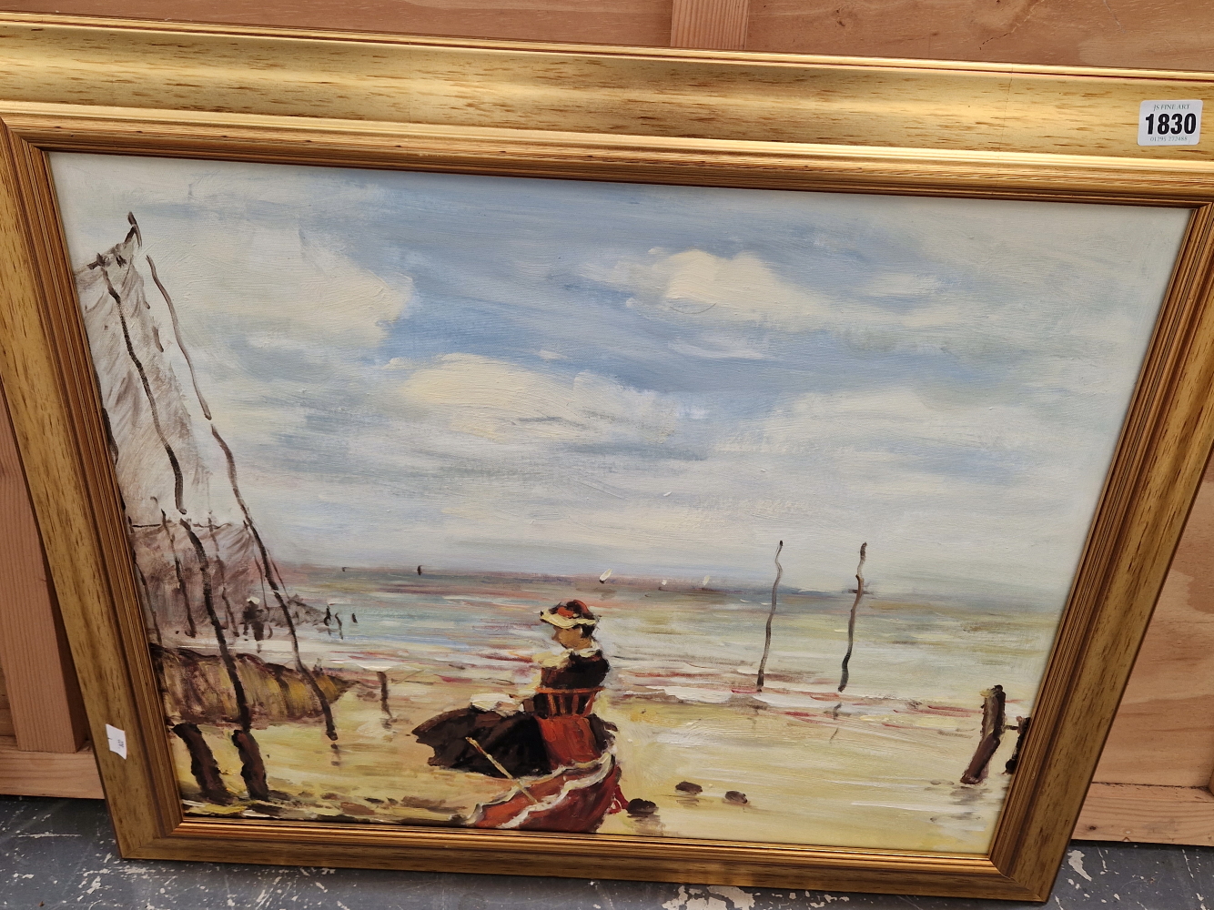 CONTEMPORARY SCHOOL A DECORATIVE OIL PAINTING OF A GIRL ON THE BEACH, OIL ON CANVAS. 51 x 61cms - Image 2 of 6