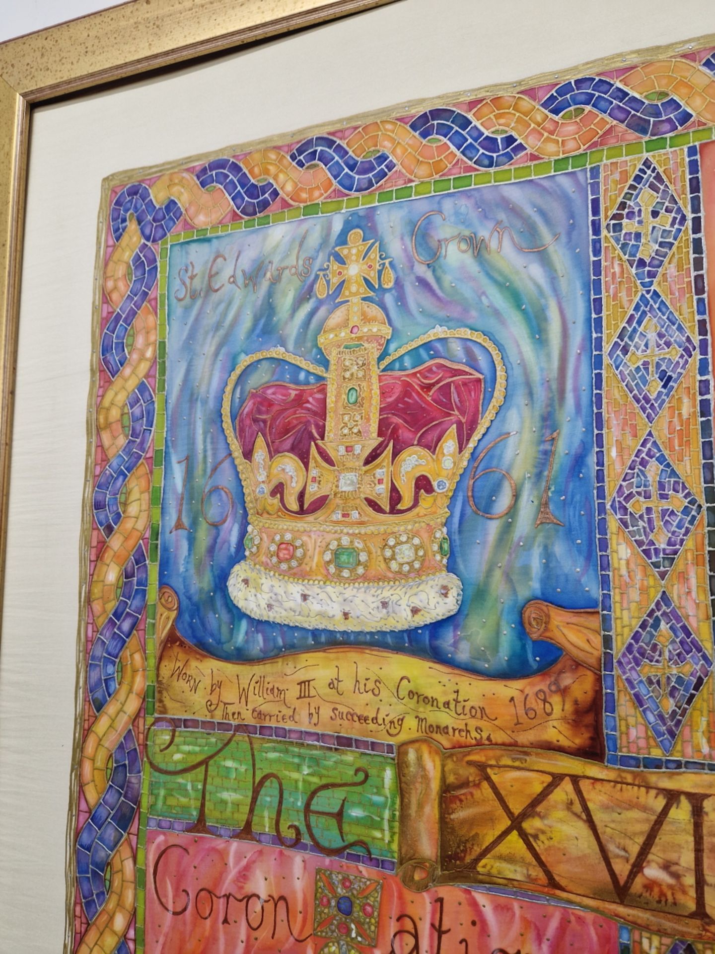 AN INTERESTING CONTEMPORARY MIXED MEDIA PICTURE OF ROYAL CROWNS AFTER AMANDA CLEMENT ROBINSON. 93 - Image 5 of 6