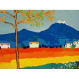 MICHAEL SAVILLE CONTEMPORARY SCHOOL. ARR. MONT VENTOUX PROVENCE, OIL ON CANVAS. 38 x 46cms