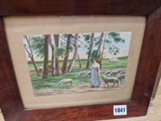THREE LATE 19th/20th CENTURY ENGLISH SCHOOL WATERCOLOURS OF LADIES WITH ANIMAL'S BY DIFFERENT HANDS.