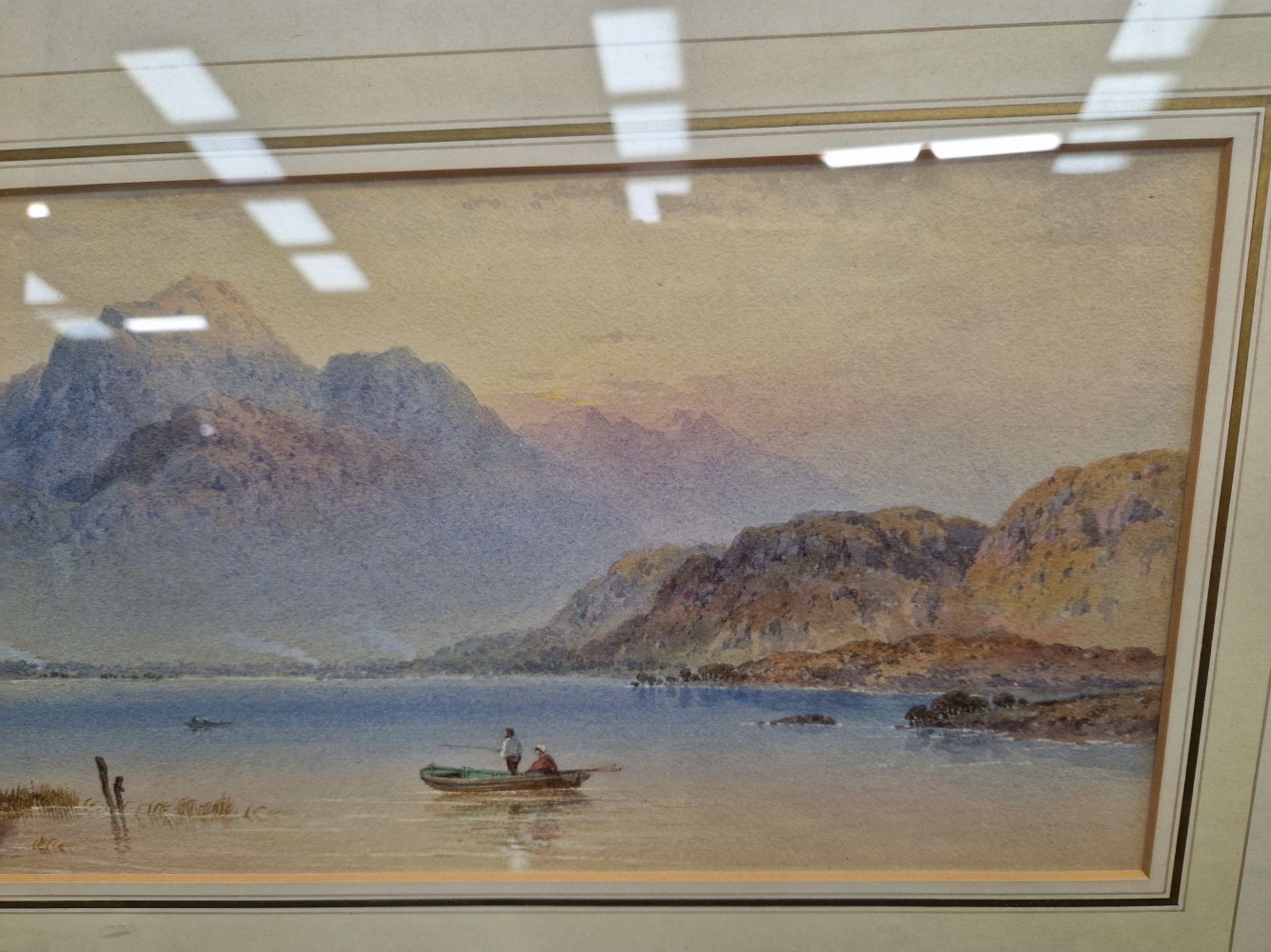 TWO 19th/20th CENTURY ENGLISH SCHOOL PAINTINGS A CITY VIEW AND A LAKE LANDSCAPE, BOTH SIGNED OR - Image 8 of 8