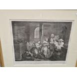 AFTER WILLIAM HOGARTH A SERIES OF SIX ANTIQUE PRINTS TITLED A RAKES PROGRESS. UNIFORM GILT FRAMES. 3