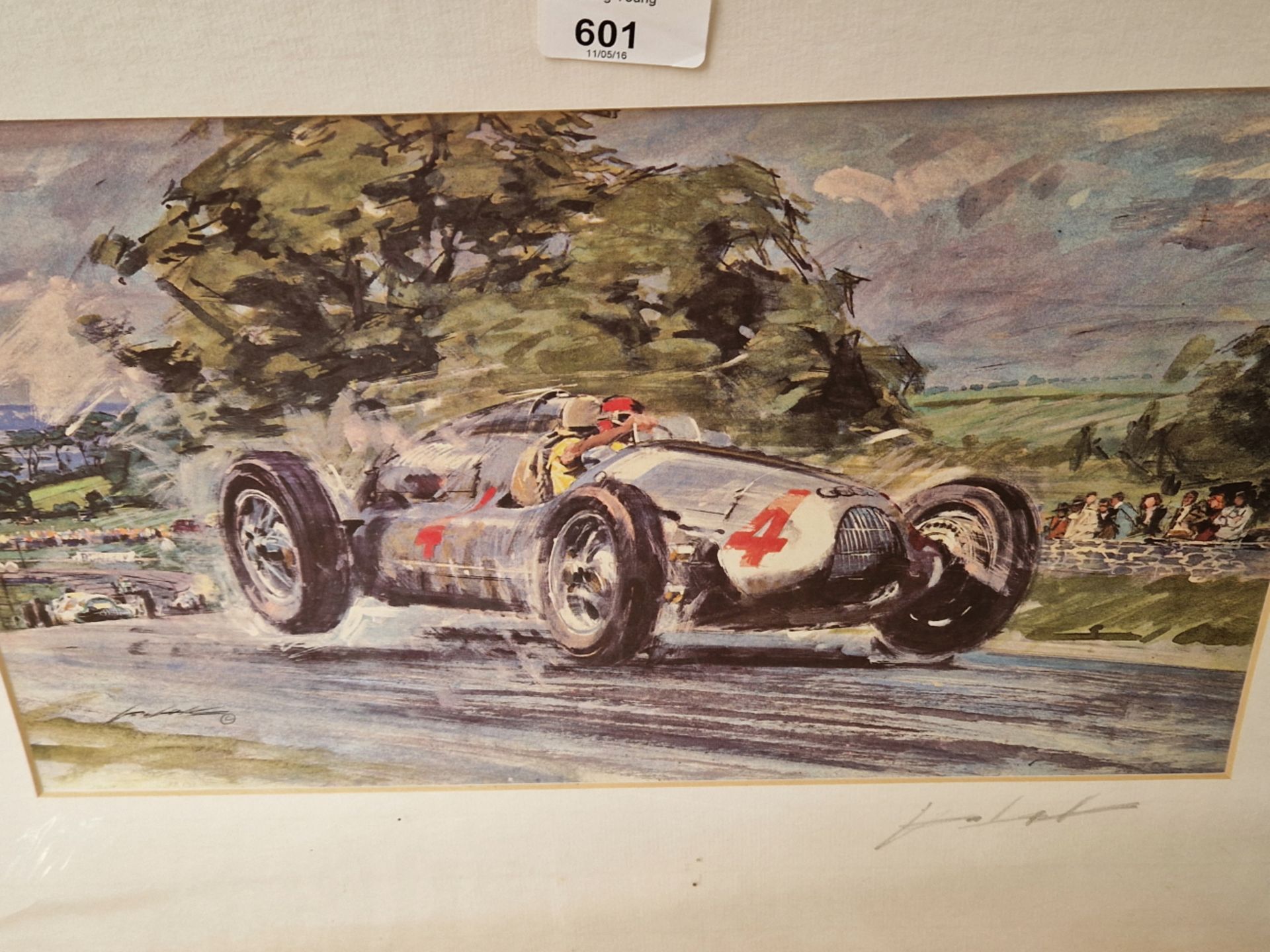 A GROUP OF AUTO RELATED VINTAGE COLOUR PRINTS, SOME PENCIL SIGNED BY WALTER GOTSCHKE. SIZES VARY - Image 3 of 6