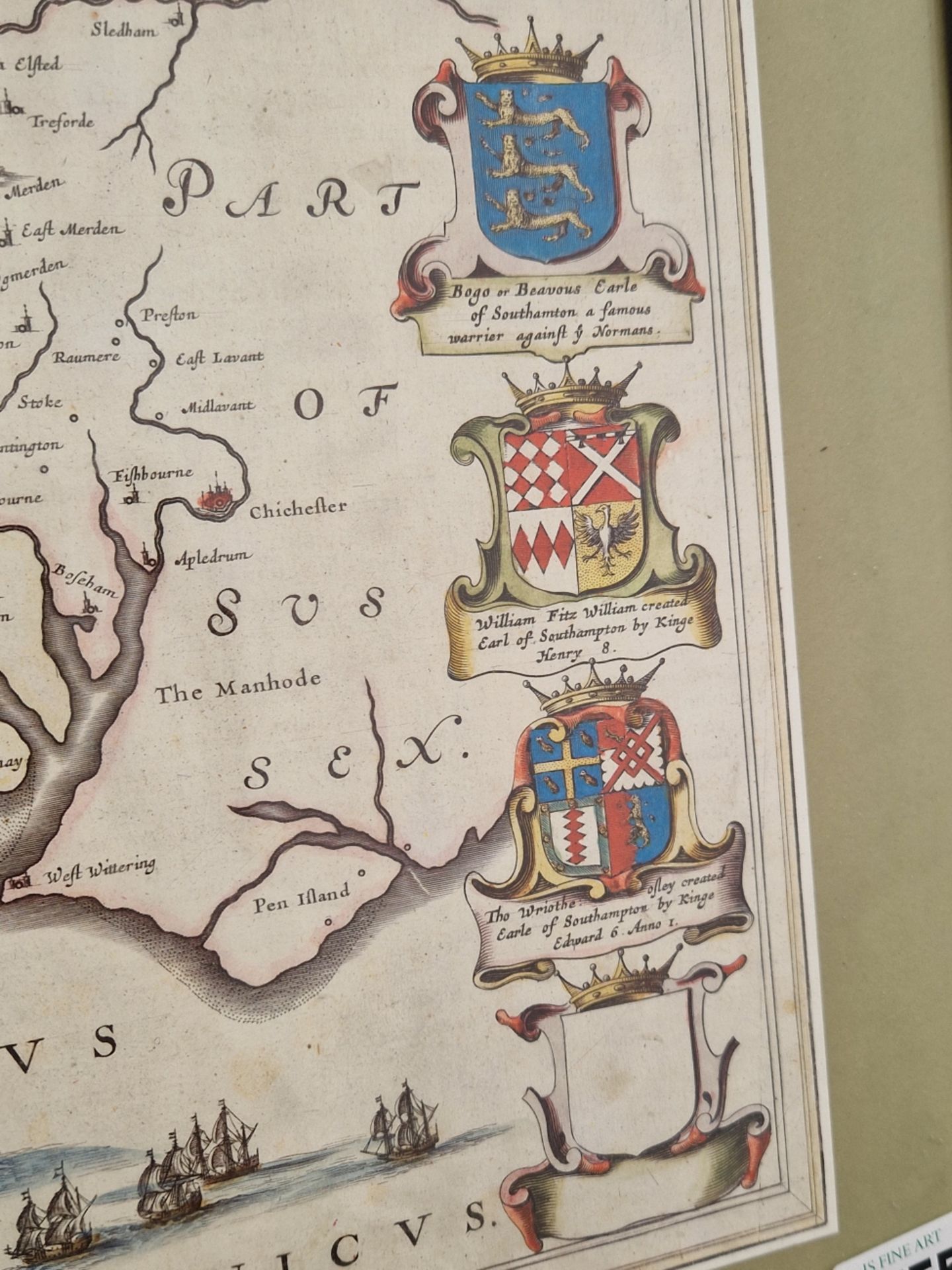 A COLOURED MAP OF HAMPSHIRE, AFTER WILLIAM JANSZOON BLAEU - Image 3 of 4