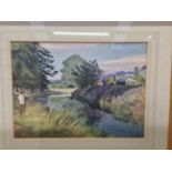 GEORGE SEAR CONTEMPORARY ENGLISH SCHOOL ARR, SIGNED, WATERCOLOUR. 35 x 52cms TOGETHER WITH SUMMER