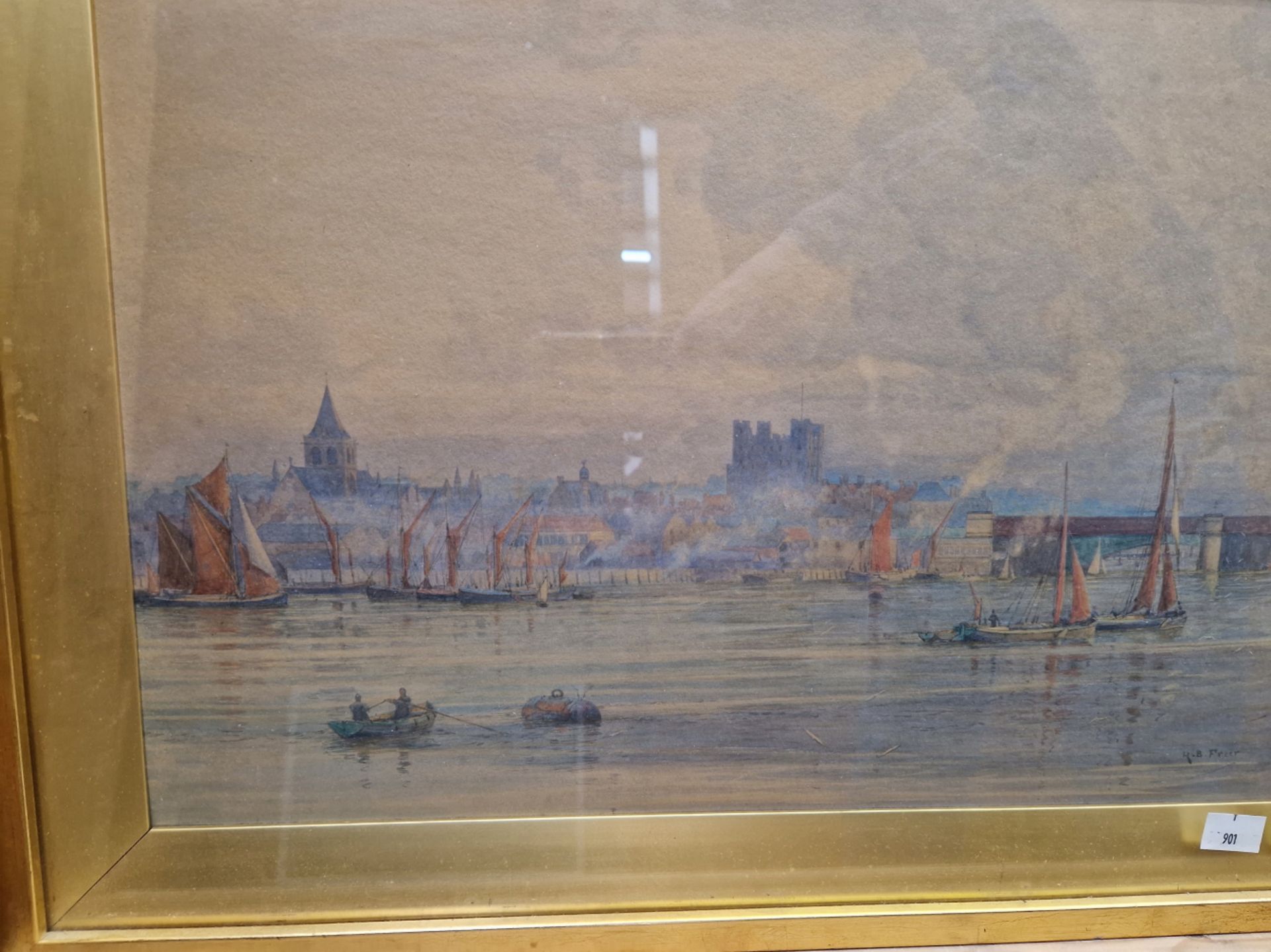 R. B. FREER 19th/20th CENTURY ENGLISH SCHOOL TWO RIVER VIEWS, SIGNED, WATERCOLOURS. 32 x 47cms (2) - Image 12 of 13