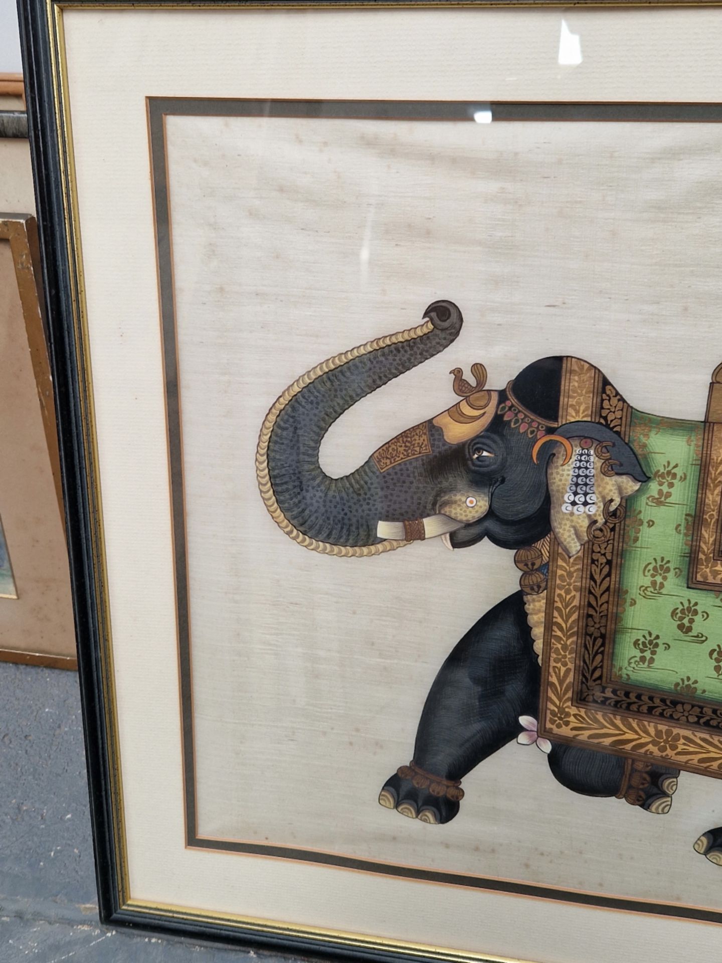 20th CENTURY INDIAN SCHOOL AN ELEPHANT, WATERCOLOUR. 45 x 56cms - Image 8 of 8