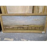 EARLY 20th CENTURY ENGLISH SCHOOL A RURAL LANDSCAPE, INDISTINCTLY SIGNED, OIL ON BOARD. 22 x 58cms