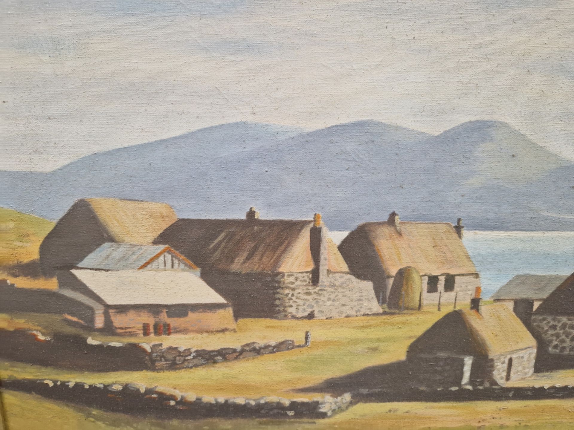 G. R. PICKEN 20th CENTURY SCHOOL. ARR. CROFTERS COTTAGES, SIGNED, OIL ON CANVAS. 50 x 75cms - Image 6 of 7