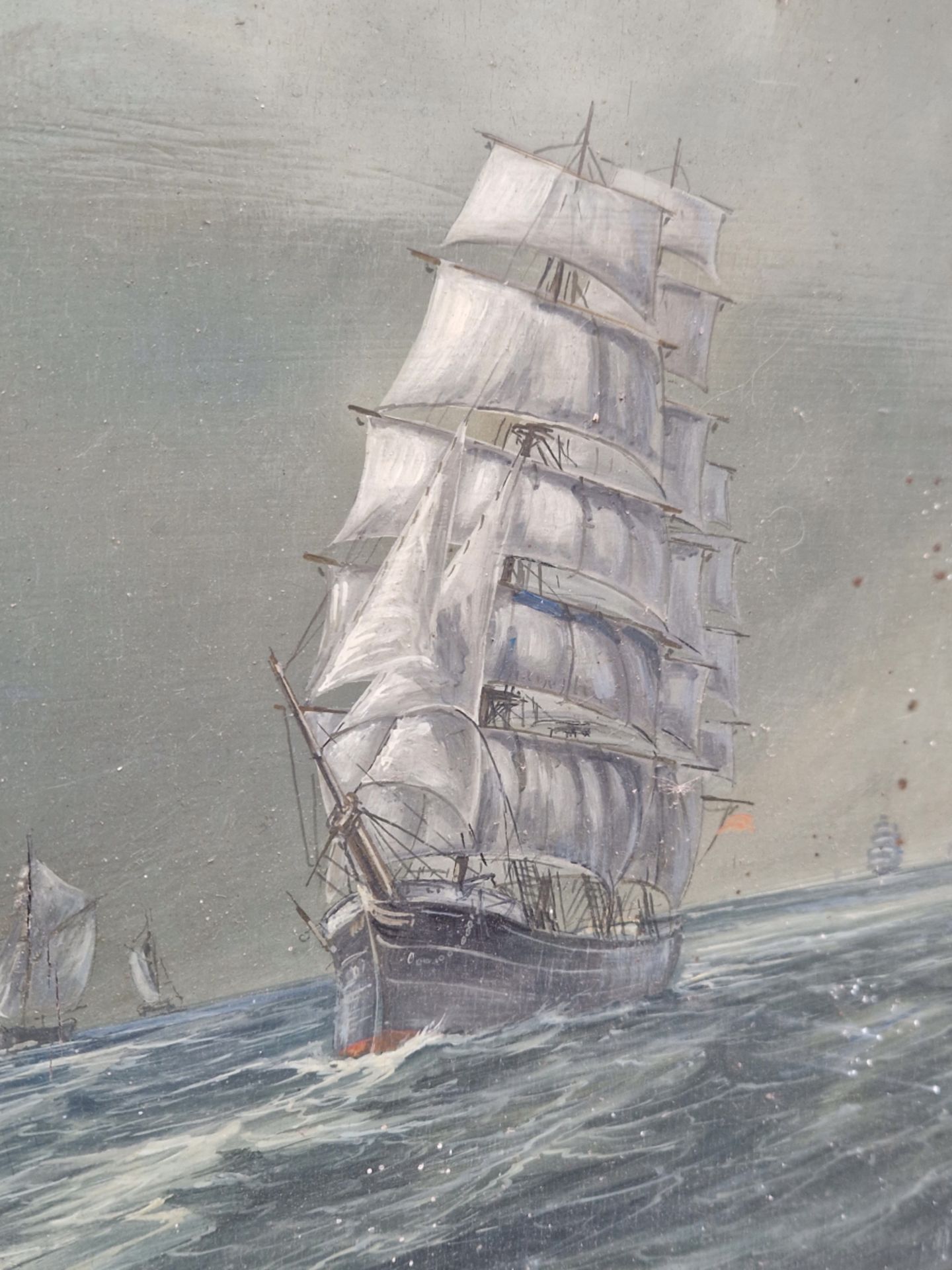 20th CENTURY ENGLISH SCHOOL A MARINE SCENE, OIL ON BOARD. 35 x 53cms - Image 3 of 5