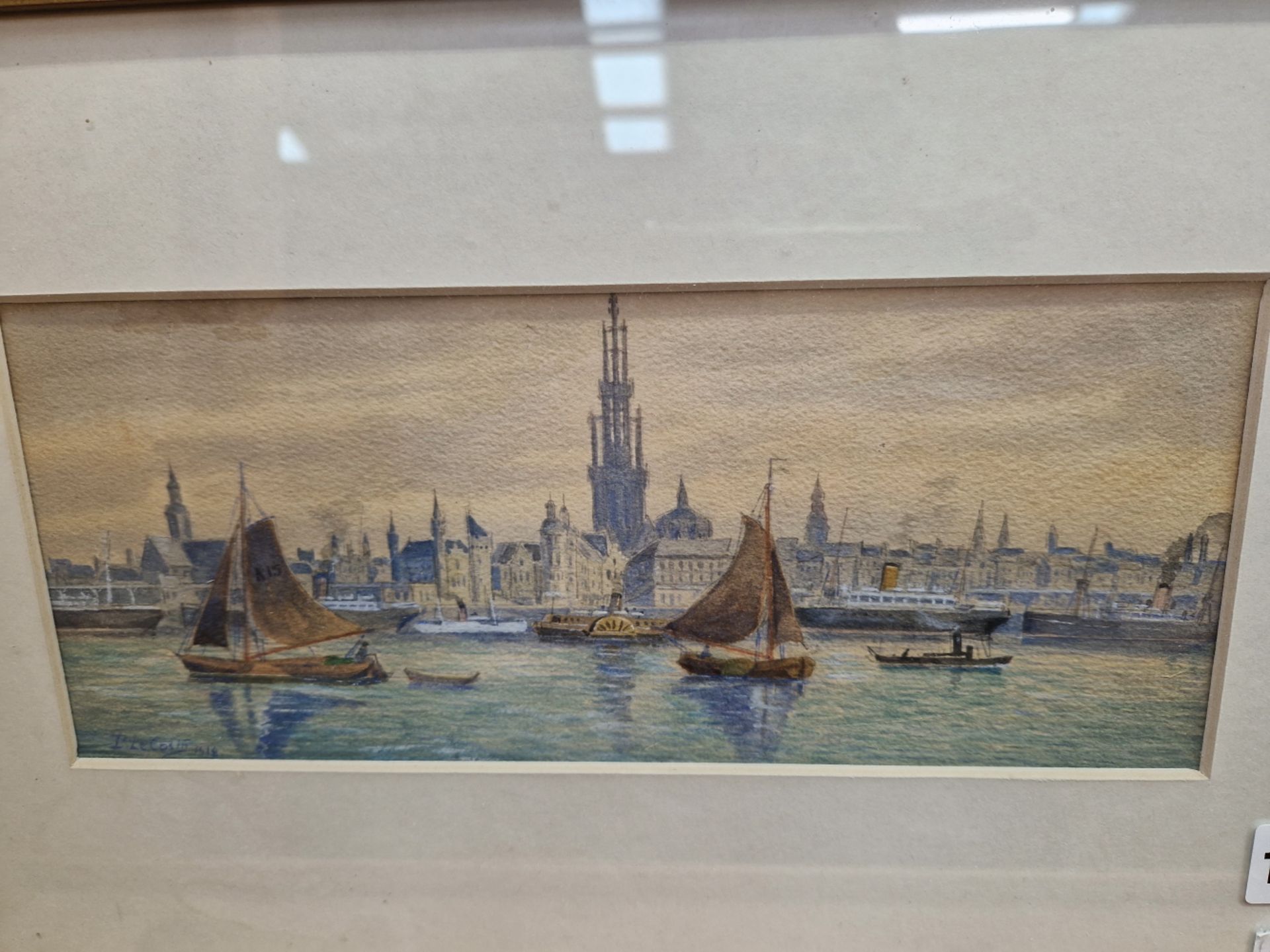 TWO 19th/20th CENTURY ENGLISH SCHOOL PAINTINGS A CITY VIEW AND A LAKE LANDSCAPE, BOTH SIGNED OR