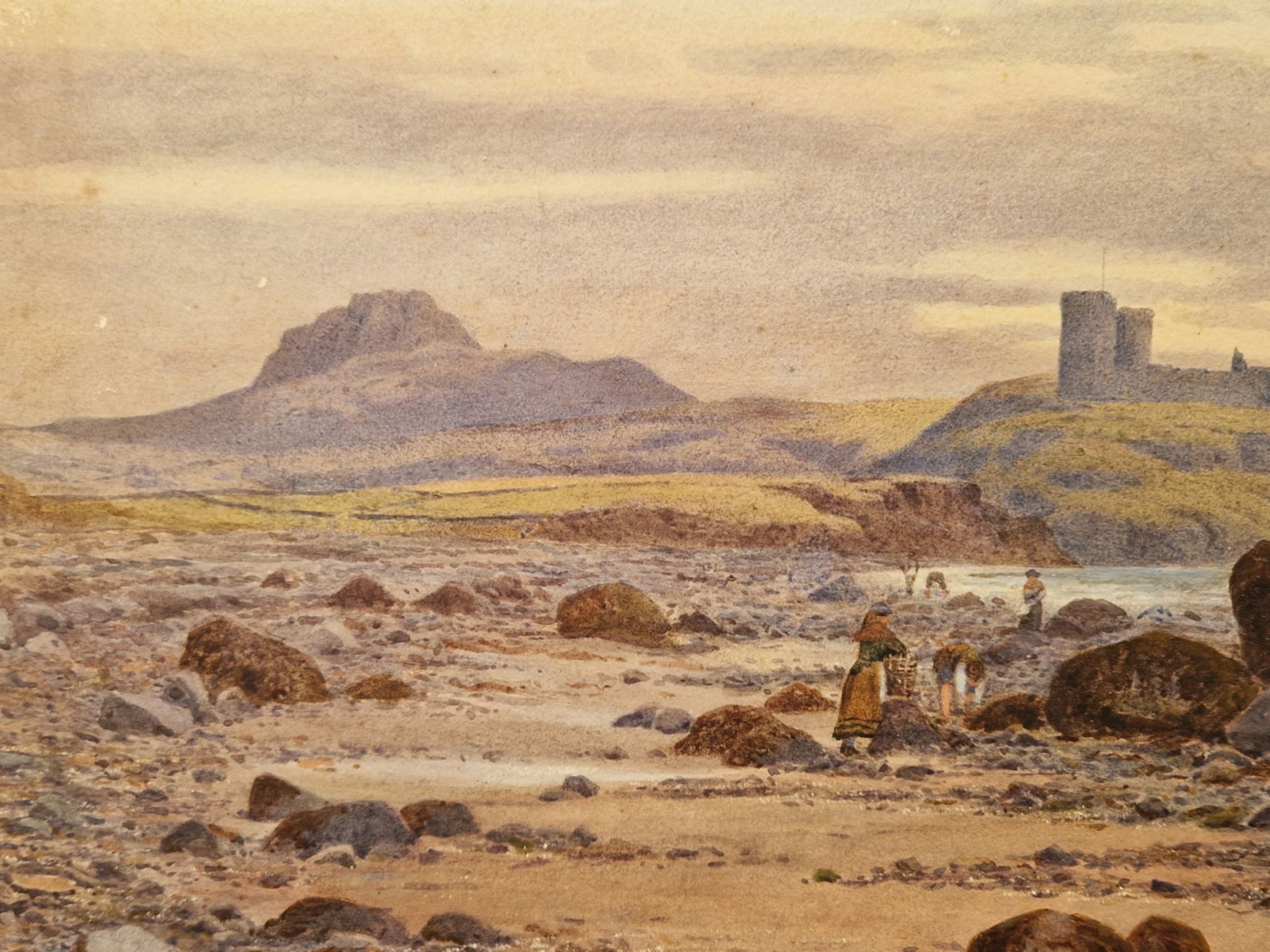 PETER GHENT 19th CENTURY ENGLISH SCHOOL A COASTAL LANDSCAPE, SIGNED, WATERCOLOUR, UNFRAMED. 43 x - Image 4 of 7