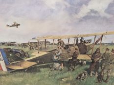 AFTER TERRENCE CUNEO ( 1907-1996 ) ARR. FIRST AIR POST, PENCIL SIGNED COLOURED PRINT. 57 x 68cms