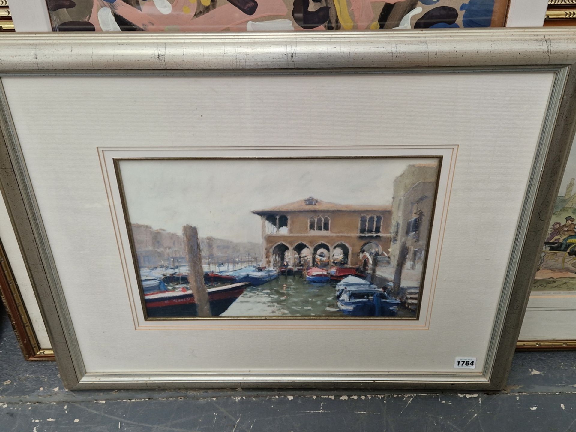 20th CENTURY ENGLISH SCHOOL A VENETIAN VIEW, SIGNED INDISTINCTLY, WATERCOLOUR. 28 x 39cms - Image 2 of 4