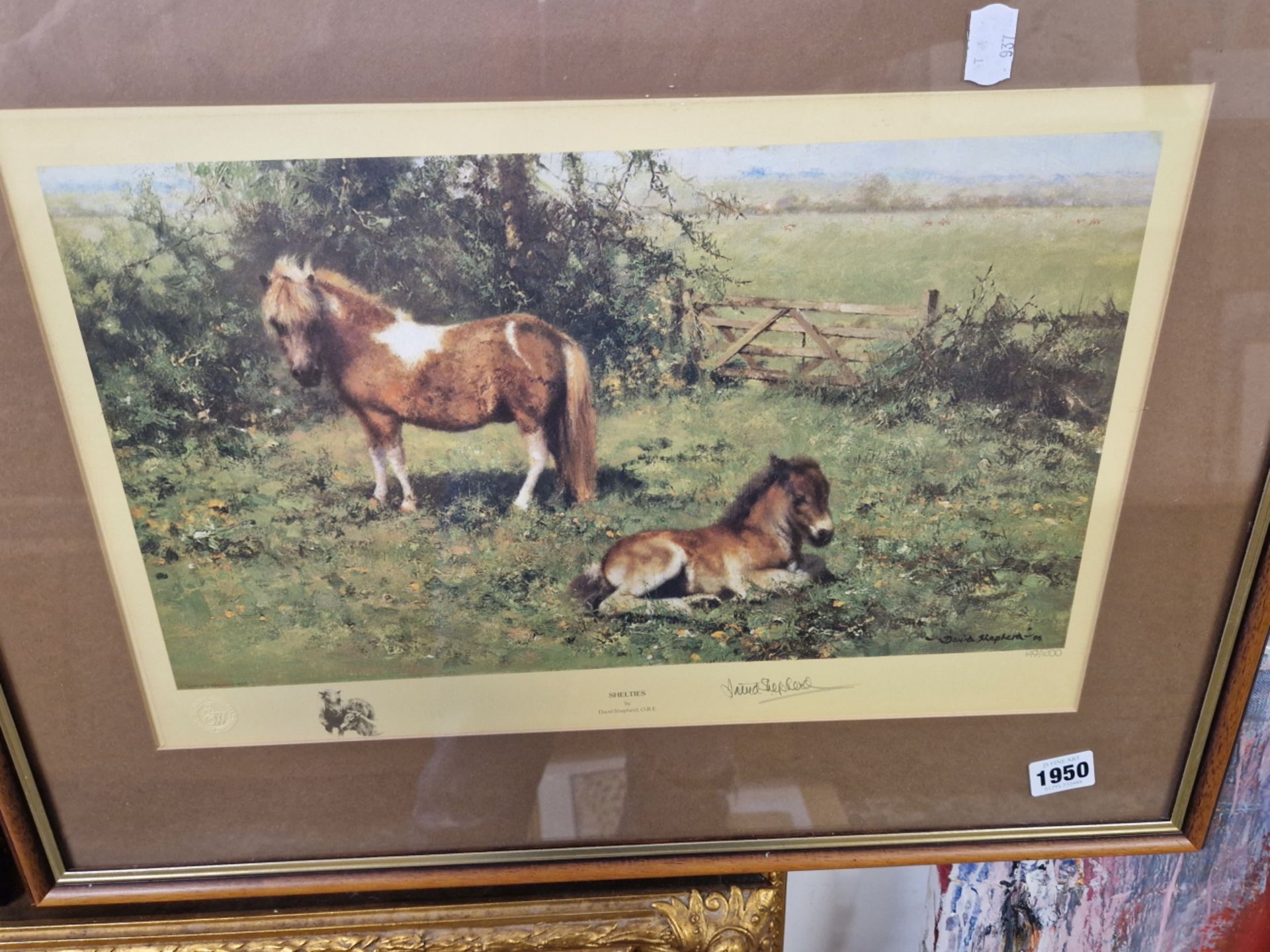 A PENCIL SIGNED COLOUR LIMITED EDITION PRINT AFTER DAVID SHEPHERD, SHELTIES. 28 x 42cms
