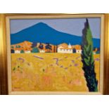 MICHAEL SAVILLE CONTEMPORARY SCHOOL. ARR. LUBERON HILLS PROVENCE, OIL ON BOARD, SIGNED. 51 x 61cms