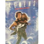 TWO FRAMED MOVIE POSTERS ALIENS, THE END BEGINS. TOGETHER WITH A LARGE COLOUR PRINT OF A TROPICAL