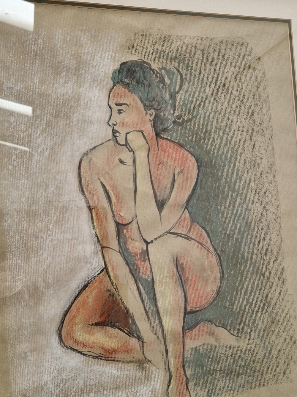 20th CENTURY CONTINENTAL SCHOOL PORTRAIT OF A SEATED NUDE, PASTEL. 59 x 45cms - Image 2 of 2