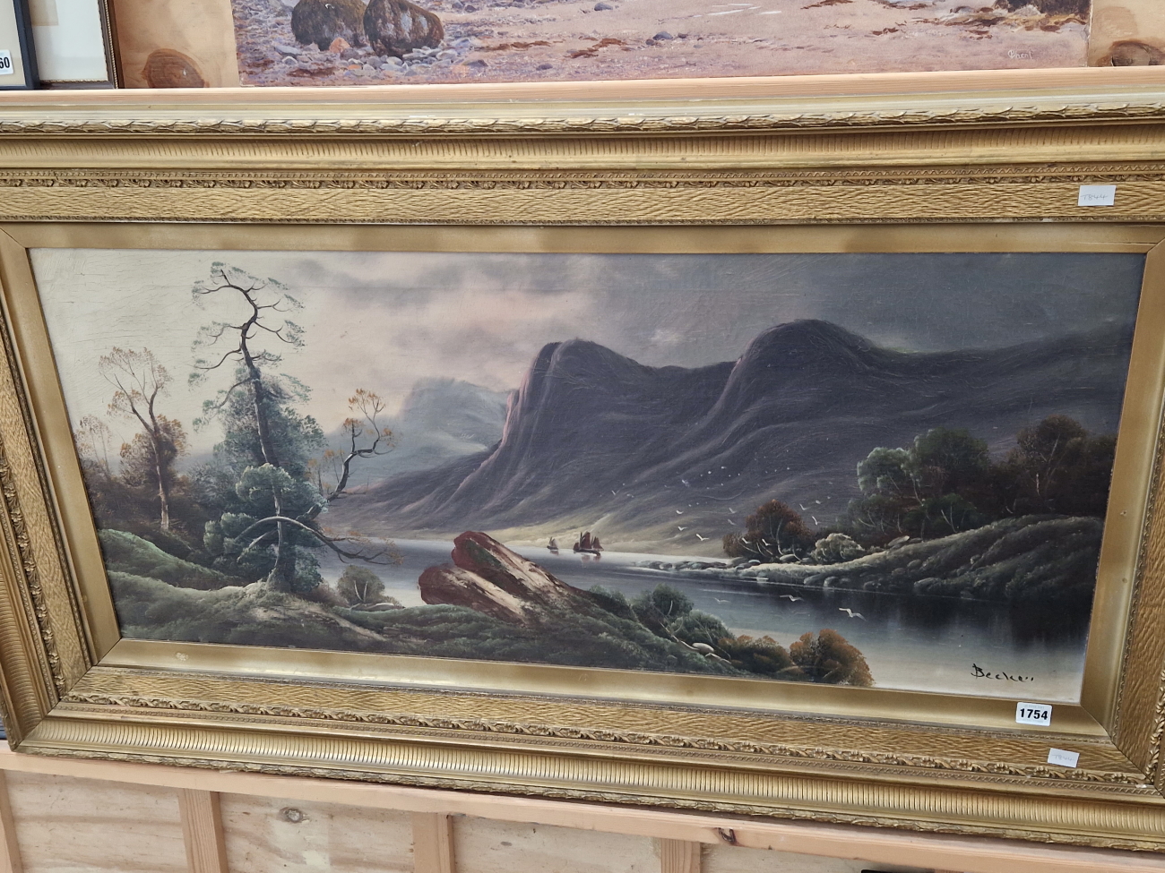 19th/20th CENTURY ENGLISH SCHOOL A MOUNTAINOUS LAKE SCENE, SIGNED INDISTINCTLY, OIL ON CANVAS. 47 - Image 2 of 9