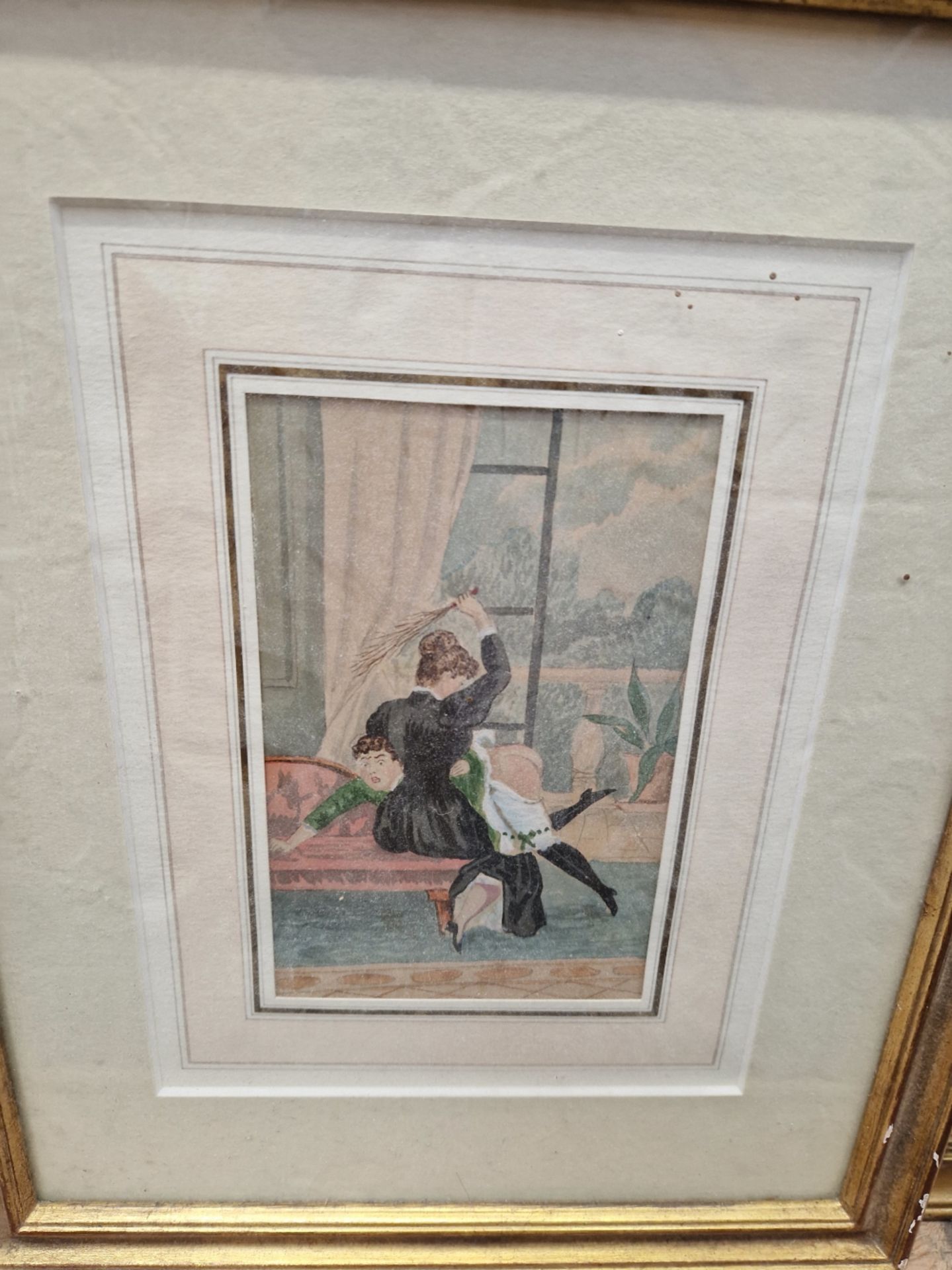 THREE LATE 19th/20th CENTURY ENGLISH SCHOOL WATERCOLOURS OF LADIES WITH ANIMAL'S BY DIFFERENT HANDS. - Image 3 of 6