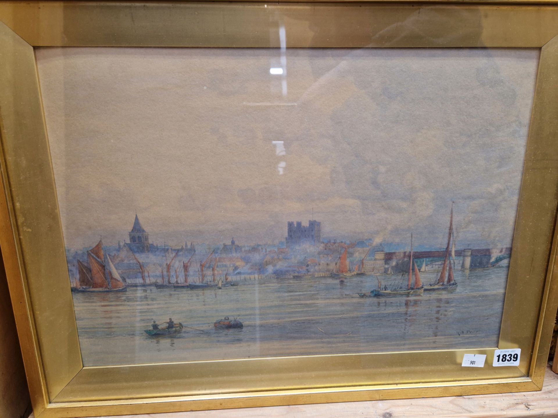 R. B. FREER 19th/20th CENTURY ENGLISH SCHOOL TWO RIVER VIEWS, SIGNED, WATERCOLOURS. 32 x 47cms (2) - Image 11 of 13