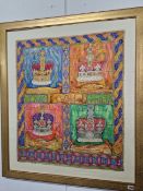 AN INTERESTING CONTEMPORARY MIXED MEDIA PICTURE OF ROYAL CROWNS AFTER AMANDA CLEMENT ROBINSON. 93