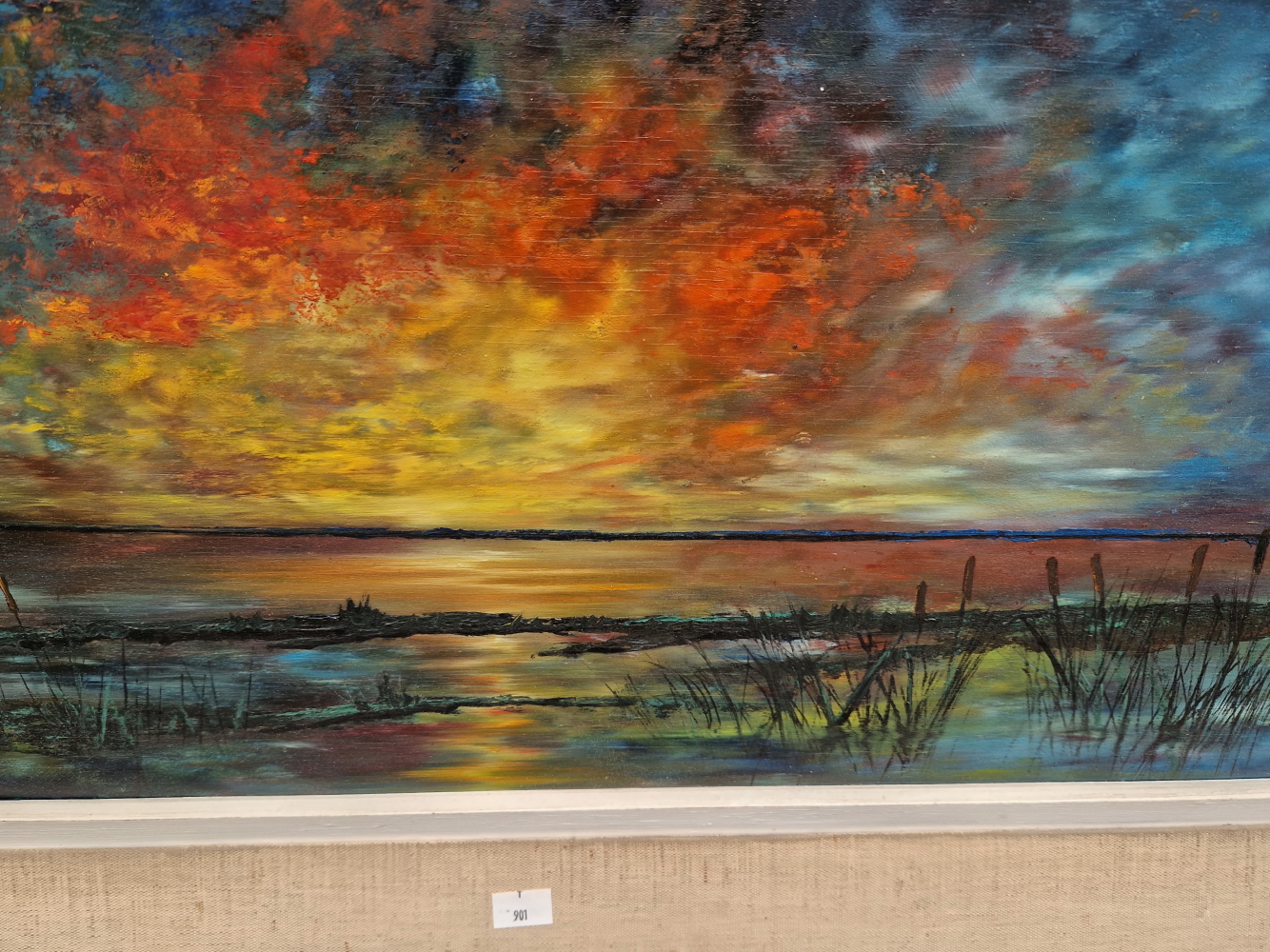 CONTEMPORARY SCHOOL THE SUN SET, OIL ON BOARD. 44 x 105cms - Image 5 of 8