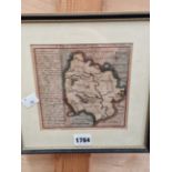 AN ANTIQUE HAND COLOURED MAP HEREFORDSHIRE. 16 x 16cms