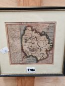AN ANTIQUE HAND COLOURED MAP HEREFORDSHIRE. 16 x 16cms