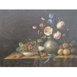 A DECORATIVE STILL LIFE OIL PAINTING. 30 x 40cms