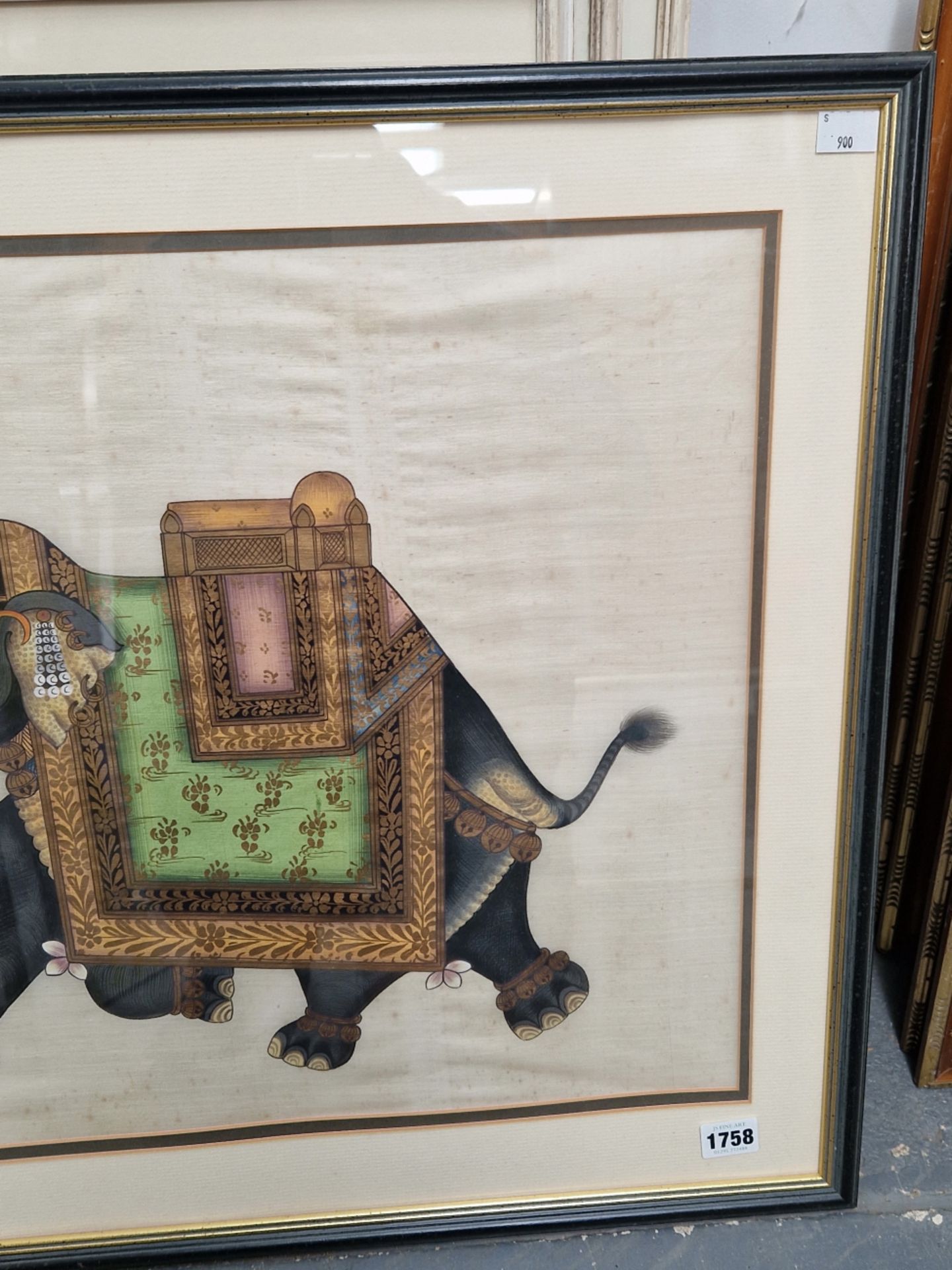 20th CENTURY INDIAN SCHOOL AN ELEPHANT, WATERCOLOUR. 45 x 56cms - Image 7 of 8