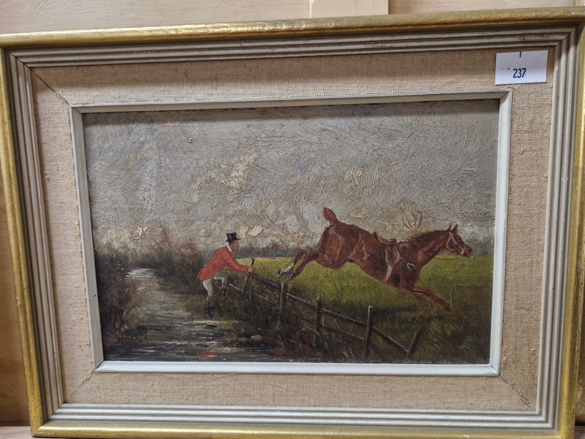 W. R. HARDY (19th/20th ENGLISH SCHOOL) TWO COMIC EQUESTRIAN SCENES, SIGNED, OIL ON BOARD. 16 x 25cms - Image 4 of 6