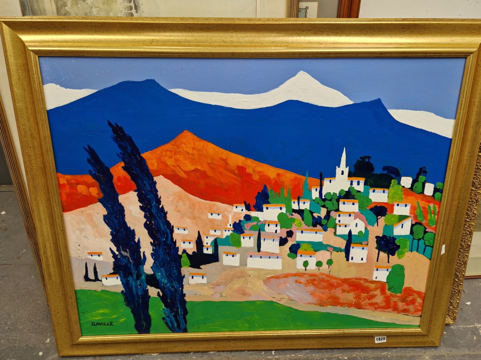 MICHAEL SAVILLE CONTEMPORARY SCHOOL. ARR. BONNIEUS PROVENCE, SIGNED, OIL ON BOARD. 71 x 91cms - Image 2 of 4