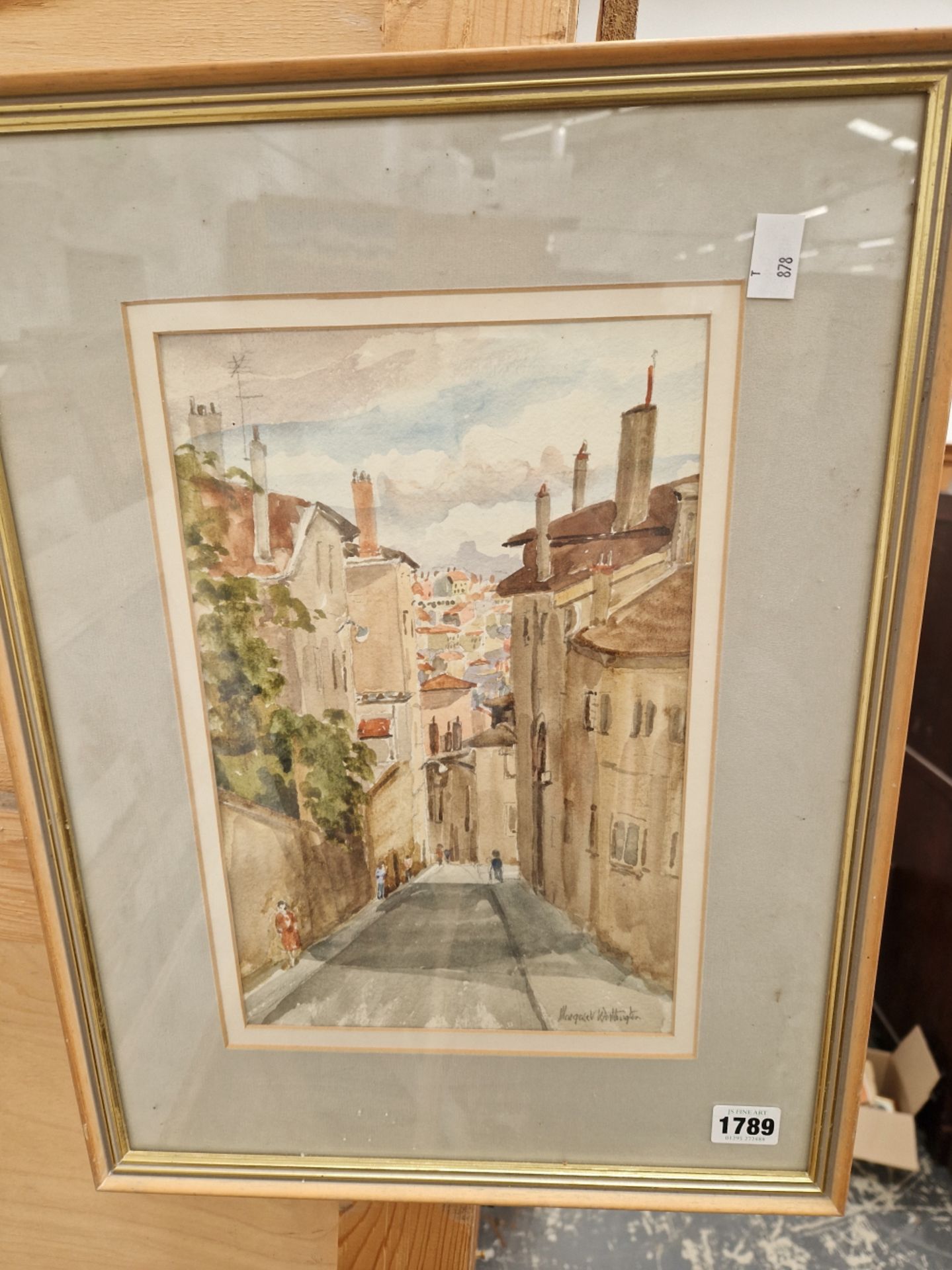 MARGARET WORTHINGTON 20th CENTURY ENGLISH SCHOOL. ARR. OLD LYON, SIGNED, WATERCOLOUR. 31 x 20cms