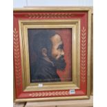 CONTEMPORARY SCHOOL A DECORATIVE PORTRAIT OF MICHAEL ANGELO, OIL ON BORAD. 34 x 27cms