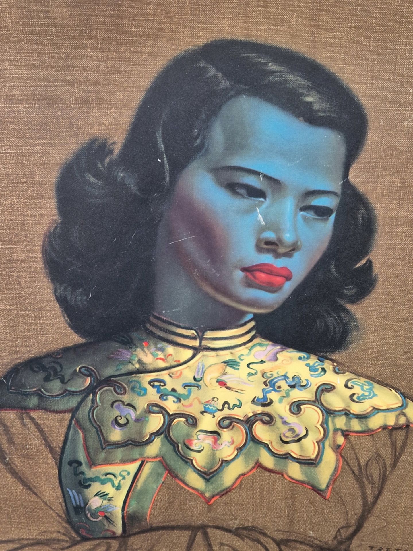 AFTER TRETCHIKOFF A VINTAGE PRINT OF A CHINESE GIRL. 61 x 51cms