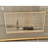 AN ANTIQUE PRINT ENTITLED ON THE THAMES. TOGETHER WITH AN UNFRAMED VINTAGE DANCE HALL PRINT (2)