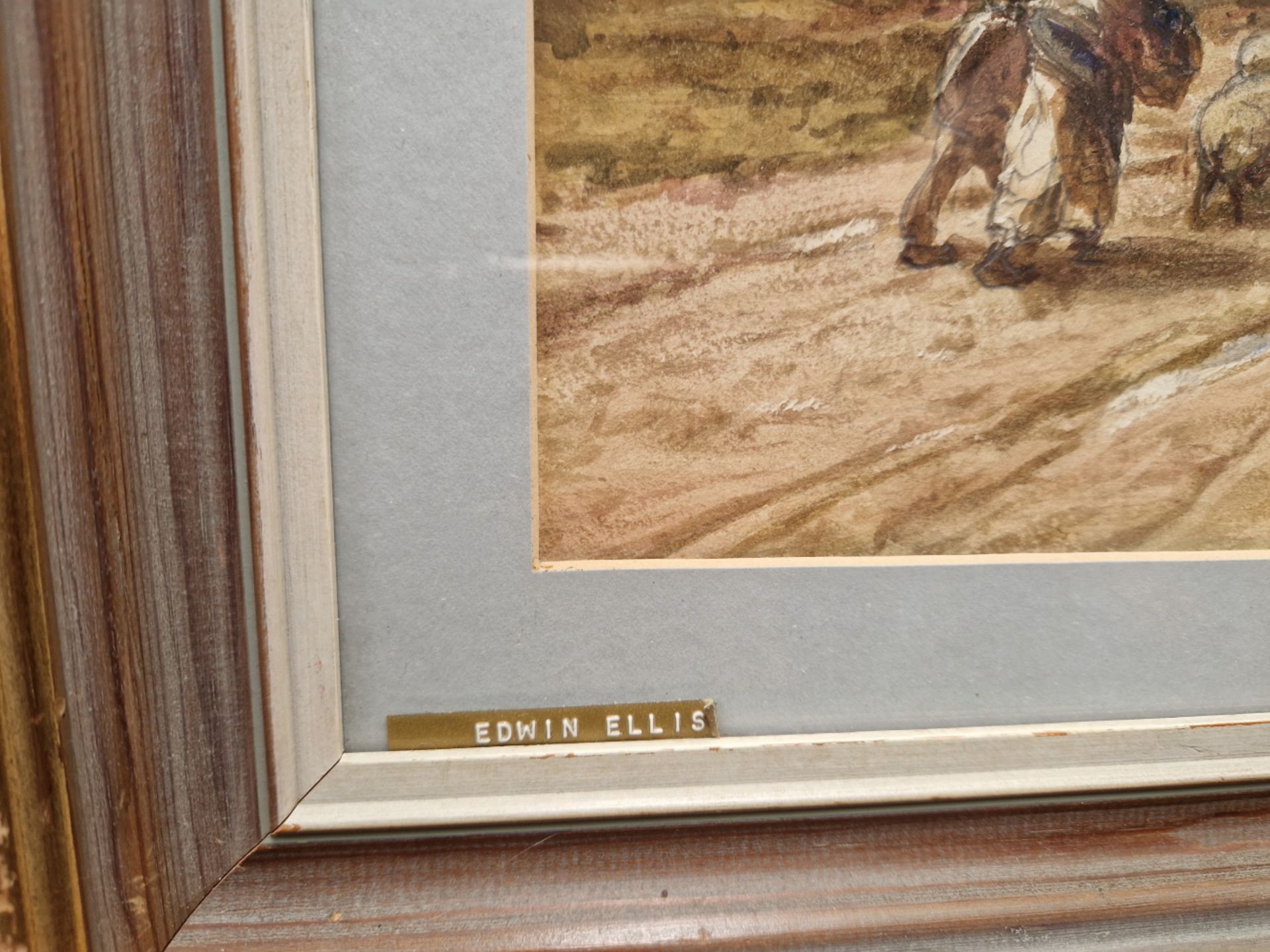 EDWIN ELLIS 19th/20th CENTURY ENGLISH SCHOOL WINDMILL IN A LANDSCAPE, SIGNED, WATERCOLOUR. 38 x - Image 4 of 8