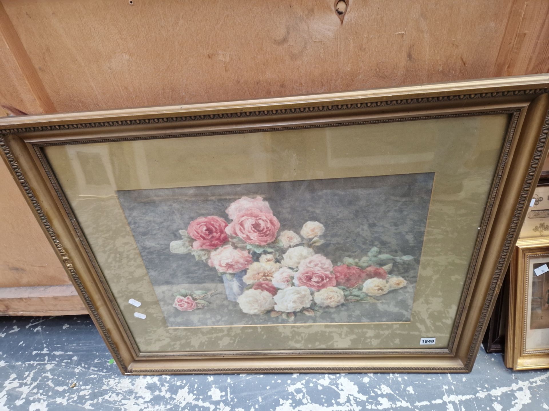 C. WINDSOR 19th/20th CENTURY ENGLISH SCHOOL STILL LIFE OF ROSES, SIGNED, WATERCOLOUR. 36 x 54cms - Image 5 of 6